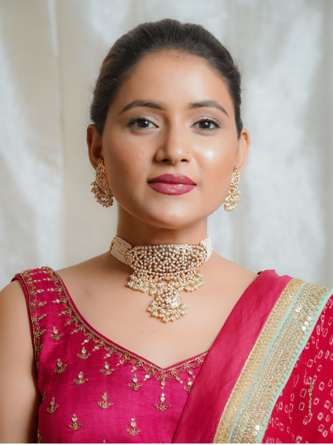 Jadau Choker with Earrings (Neclace & Earrings Set) - QUEENS JEWELS