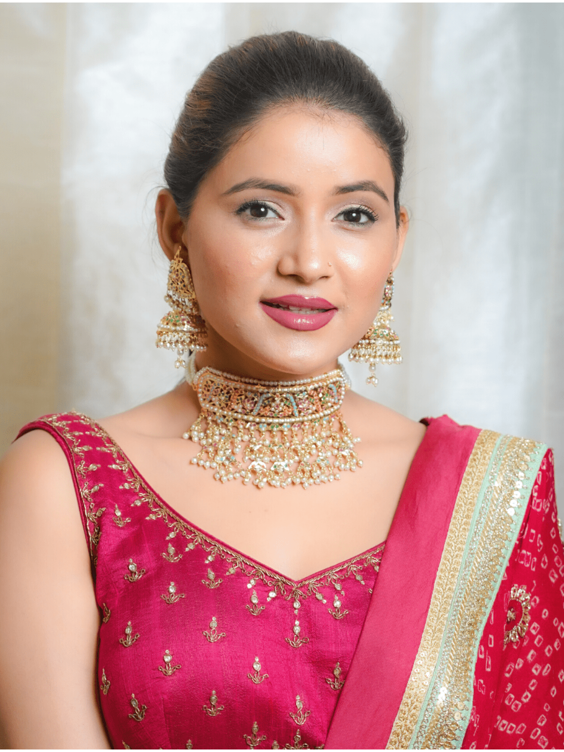 Navratan Jadau Choker with Earrings (Necklace and Earrings Set) - QUEENS JEWELS