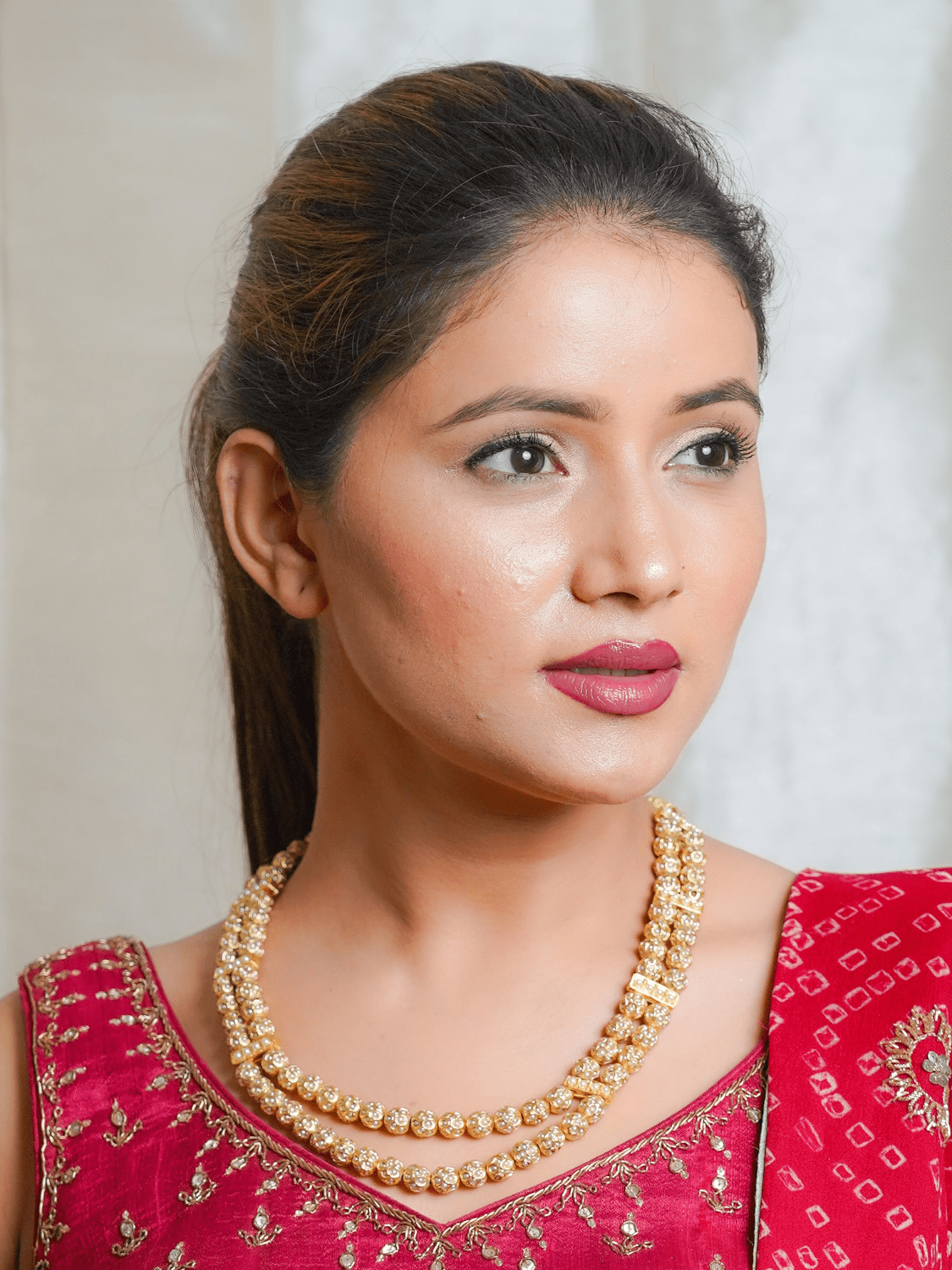 White Gold Tone Single Layer Jadau Sonamoti Necklace - QUEENS JEWELS