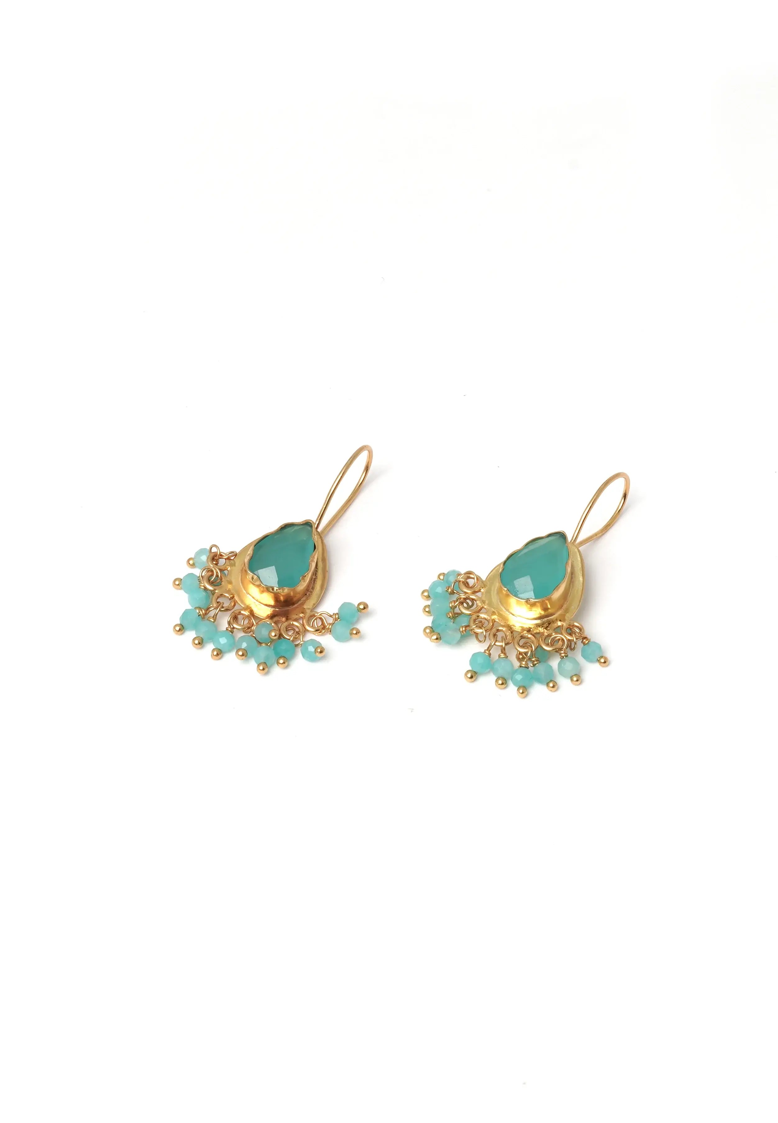Gold Plated Semiprecious Stones Stud Earrings  South India Jewels