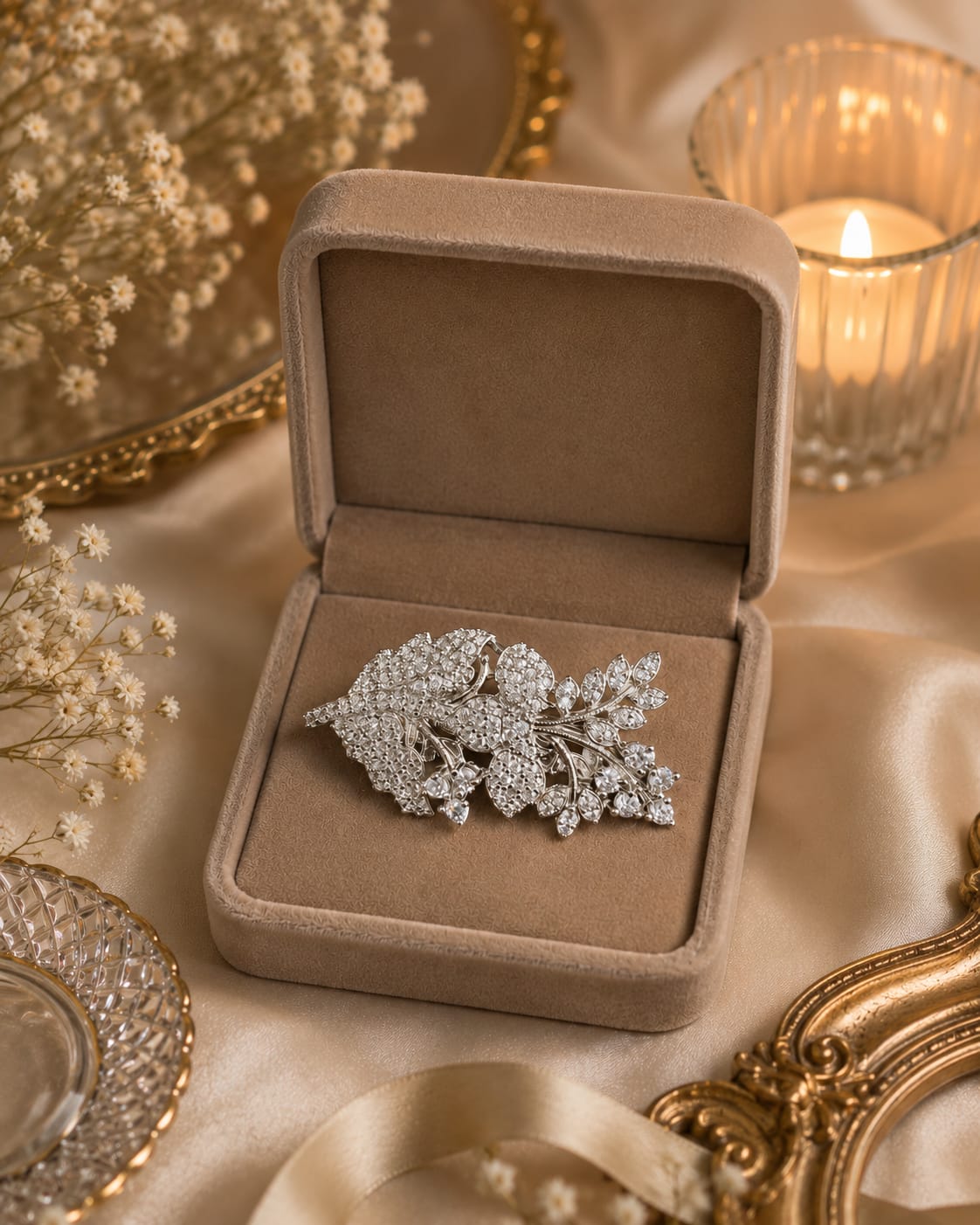 Floral Crystal Brooch