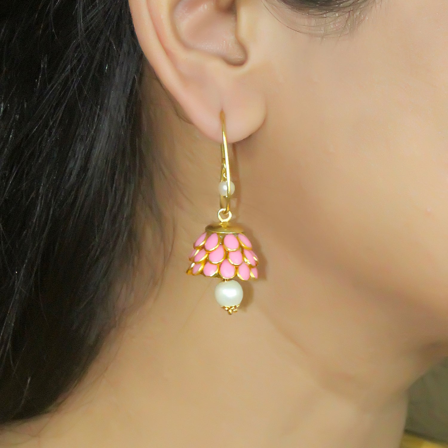 Anika Pachi Jhumka Earrings - QUEENS JEWELS