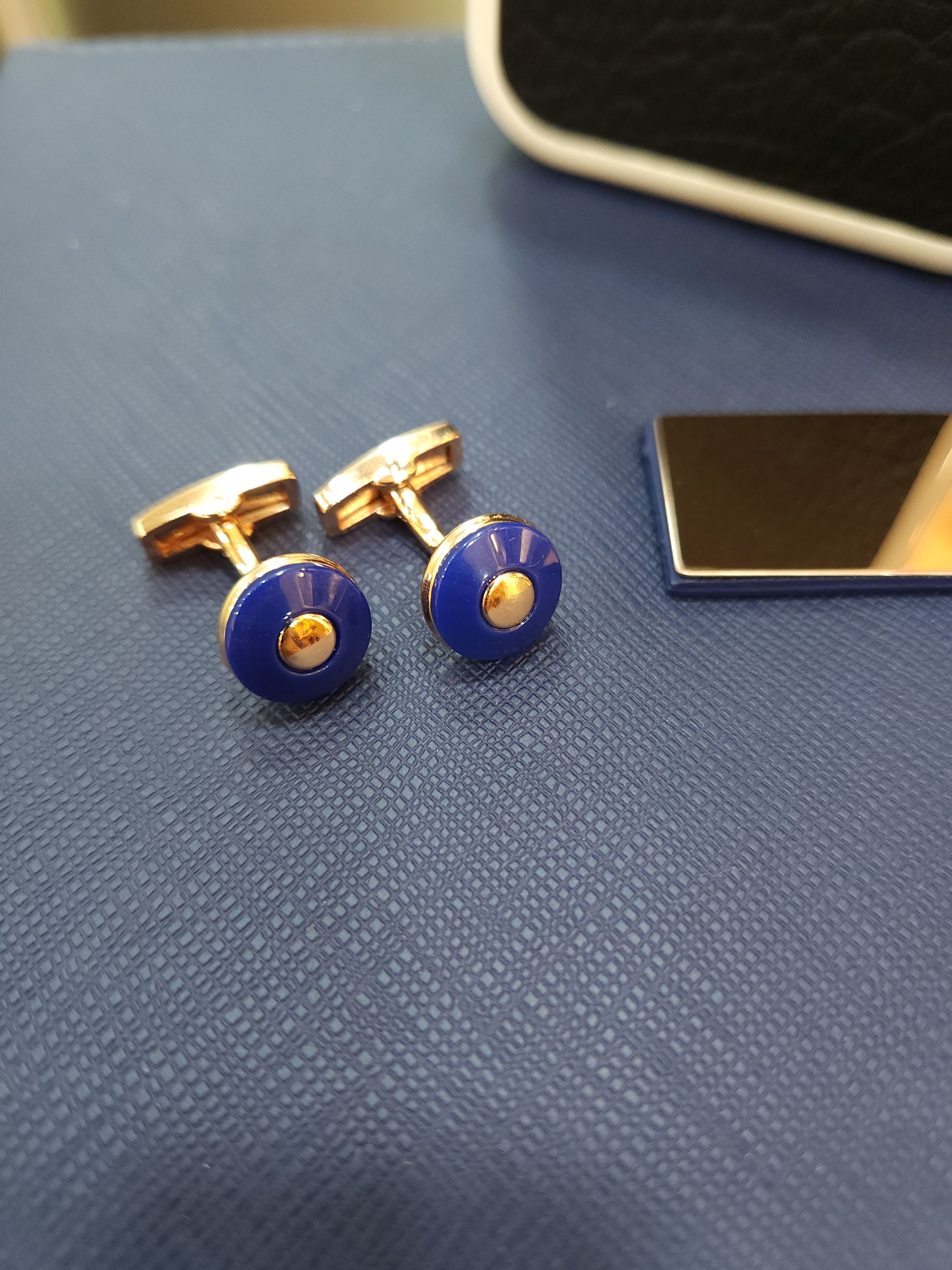 Rounded Solid Blue Cufflinks