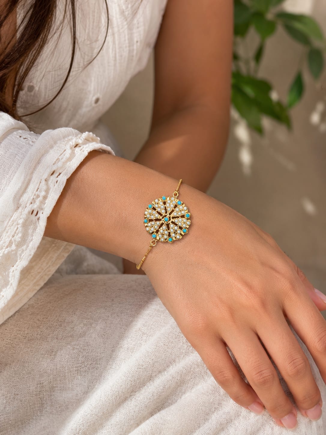 Mira Firoza Jadau Adjustable Bracelet Rakhi