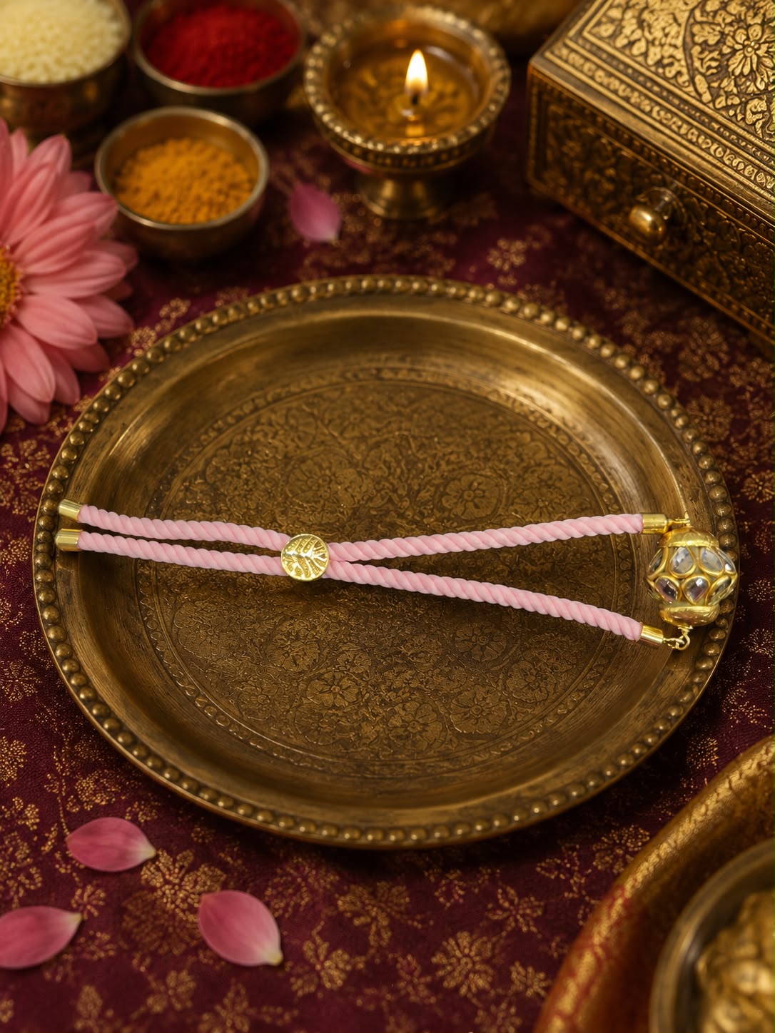 Pink Kundan Charm Bracelet 