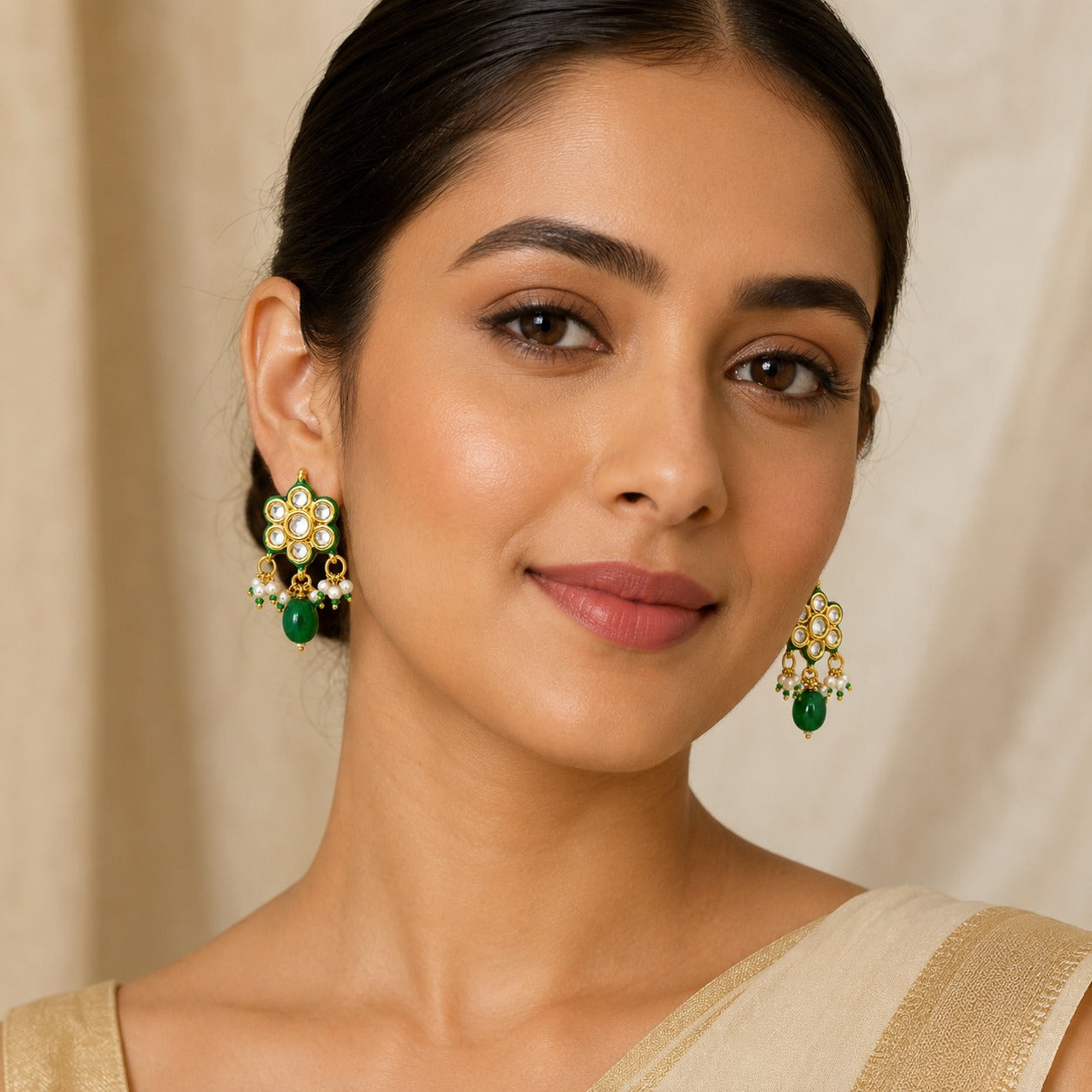 Zyna Studs - Green - QUEENS JEWELS 