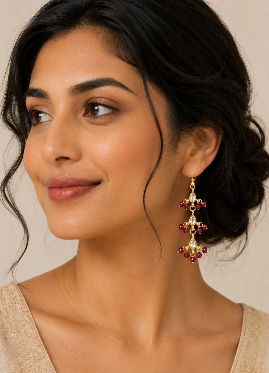 Giya Earrings- Red - QUEENS JEWELS 