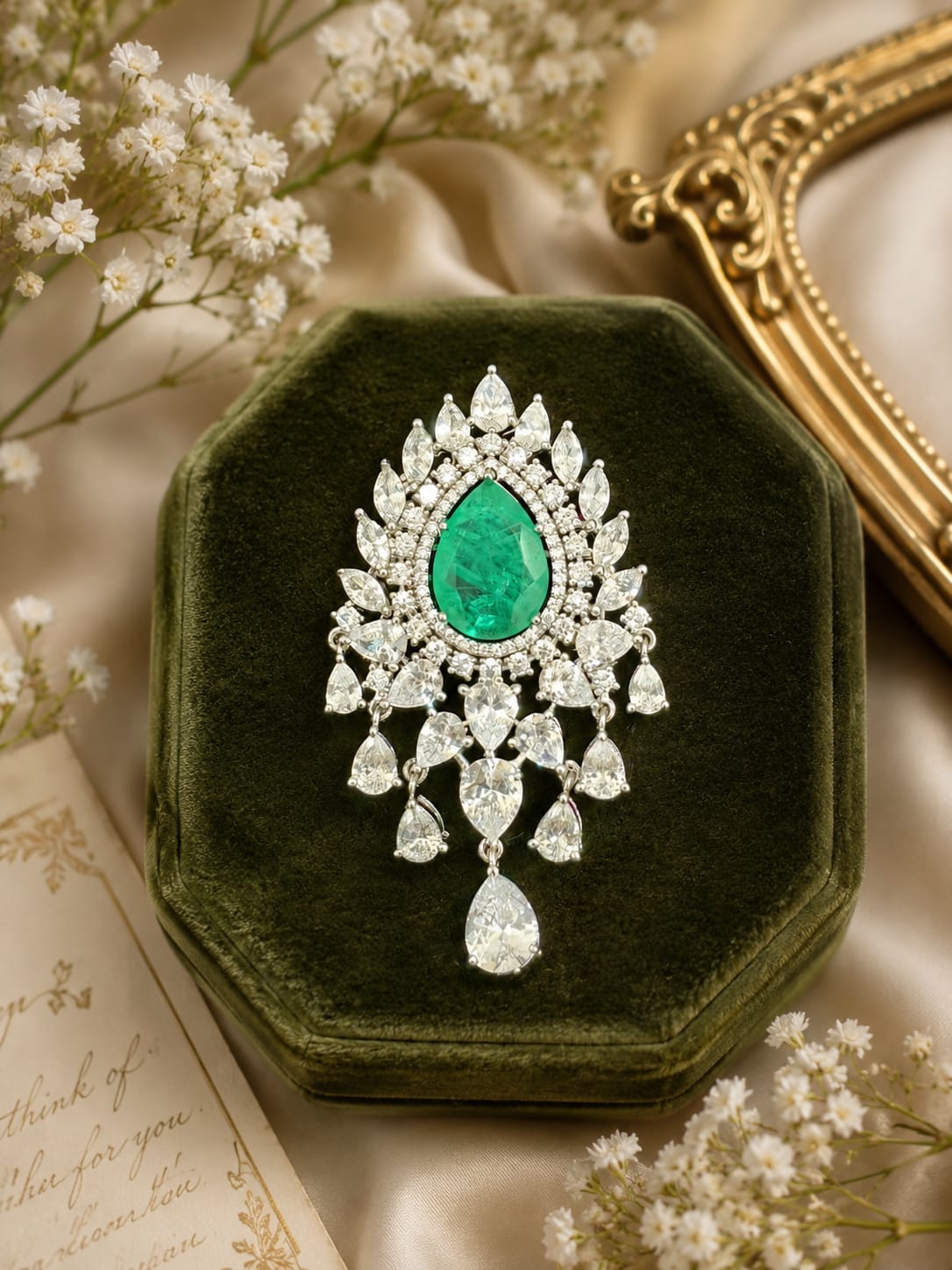 Emerald Cascade Royale Brooch
