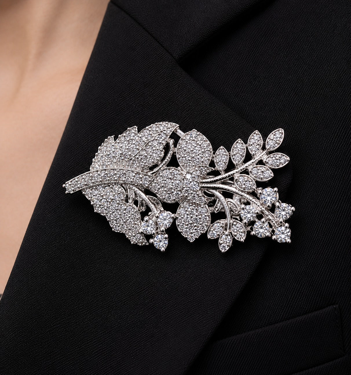 Floral Crystal Brooch