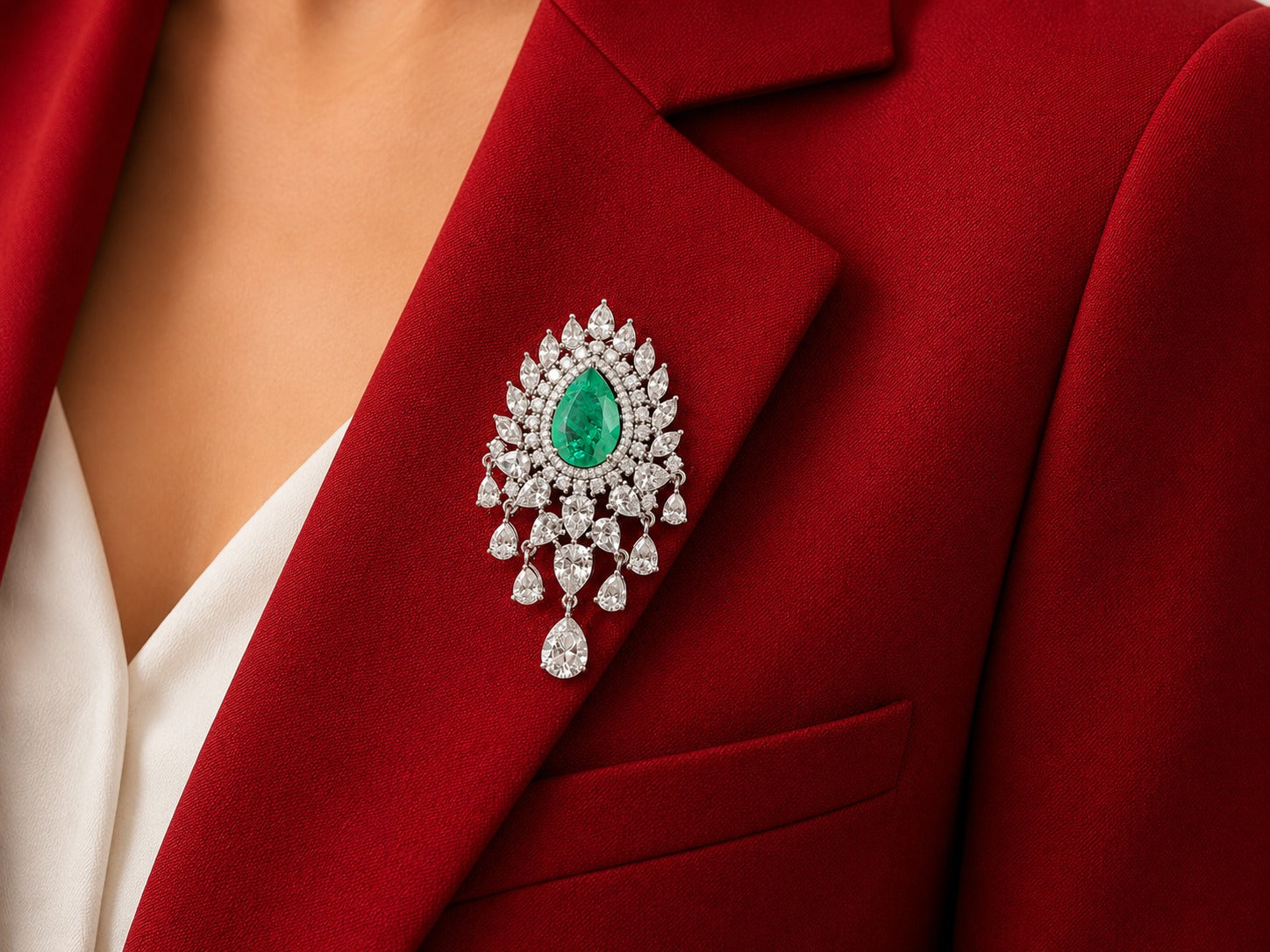 Emerald Cascade Royale Brooch