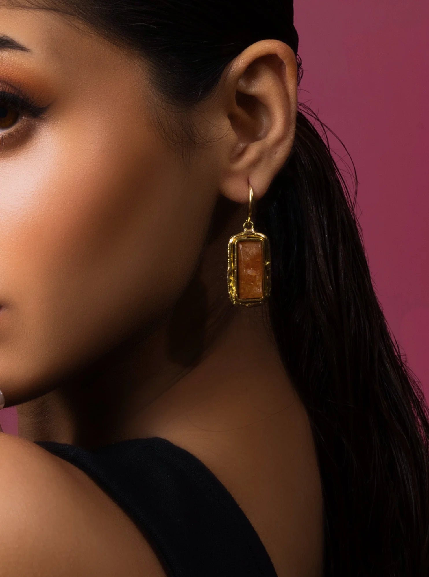 Golden Yellow Jasper Gemstone Earrings - QUEENS JEWELS 