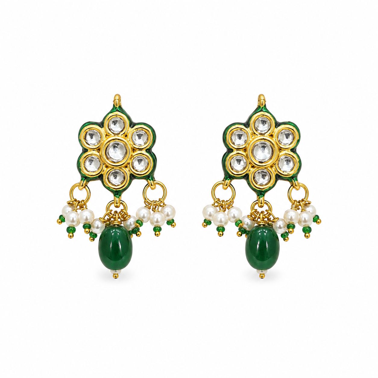Zyna Studs - Green - QUEENS JEWELS 