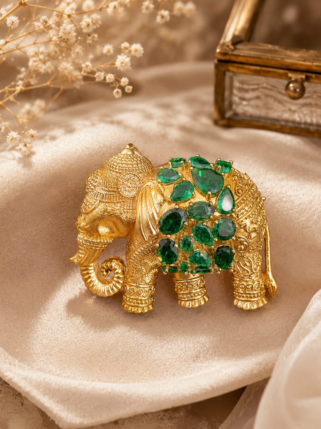 Gajraj Emerald Brooch