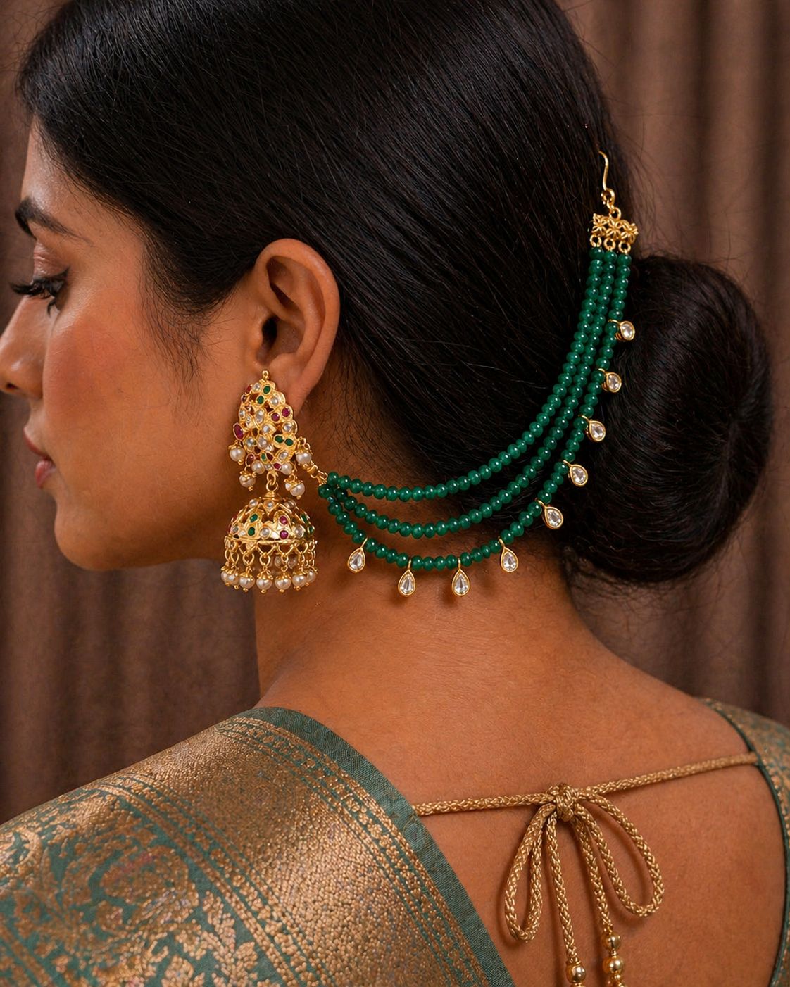Mahira Pearl Earchain Pair - QUEENS JEWELS 