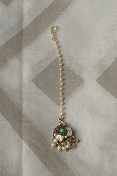 Inaya Gold Plated Jadau Maangtikka - QUEENS JEWELS