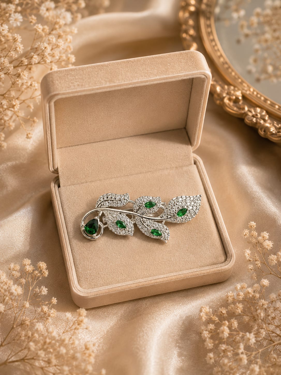 Elara Leaf Brooch- Green