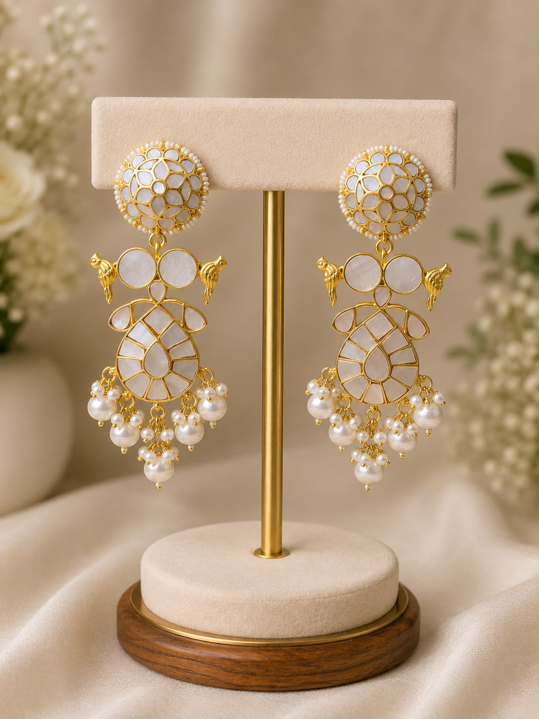 Sparrow Shell Pearl Statement Earrings - QUEENS JEWELS
