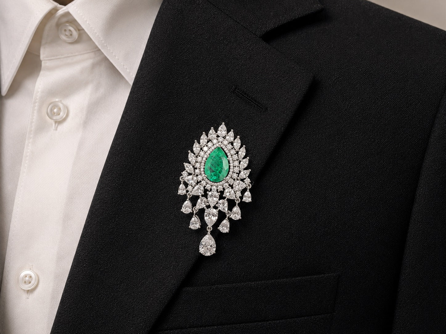 Emerald Cascade Royale Brooch