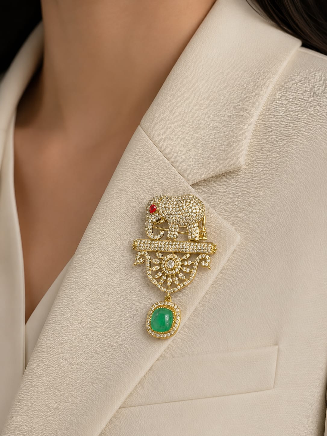 Elephant Charm Brooch