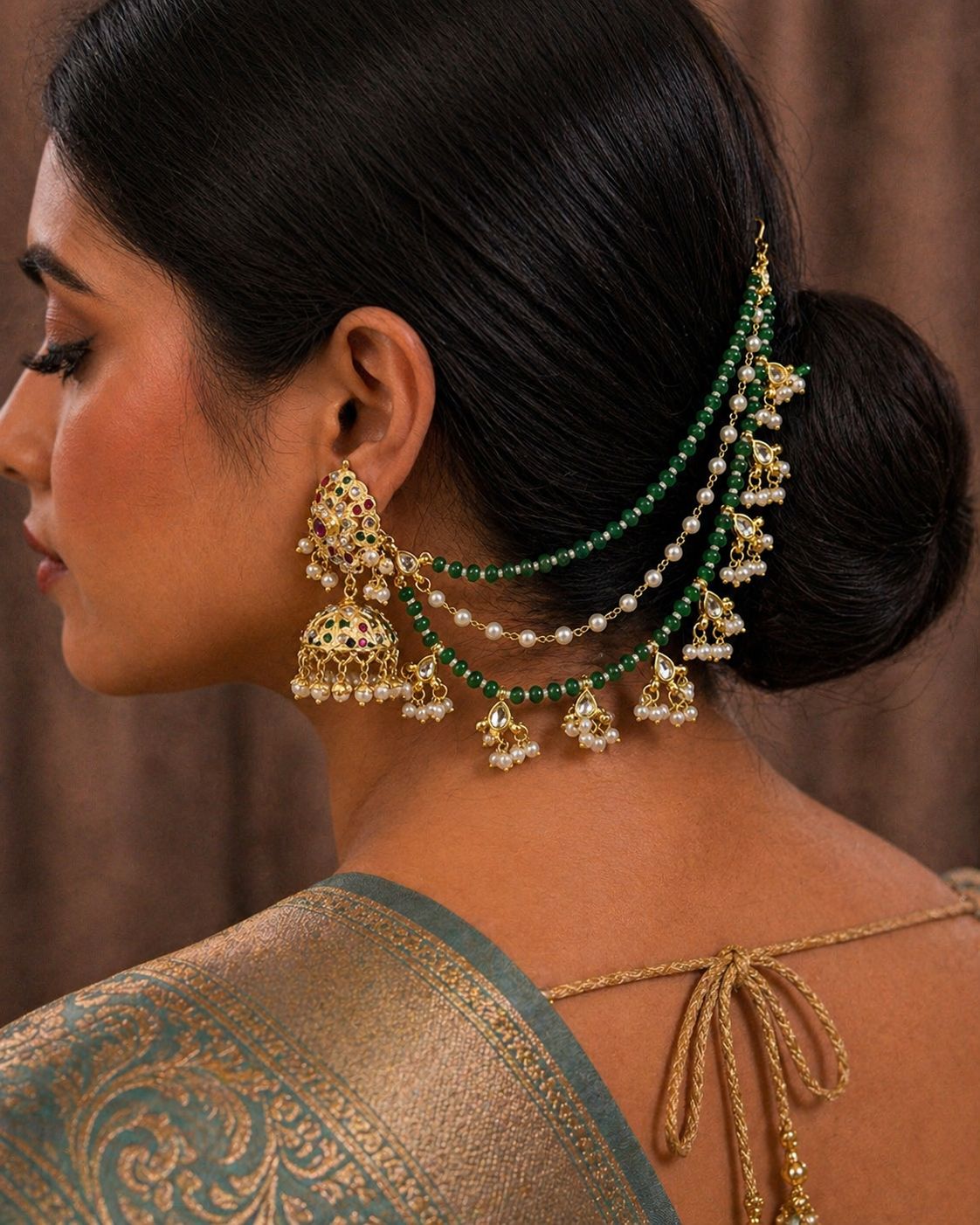 Hara Noor Earchain Pair - QUEENS JEWELS 