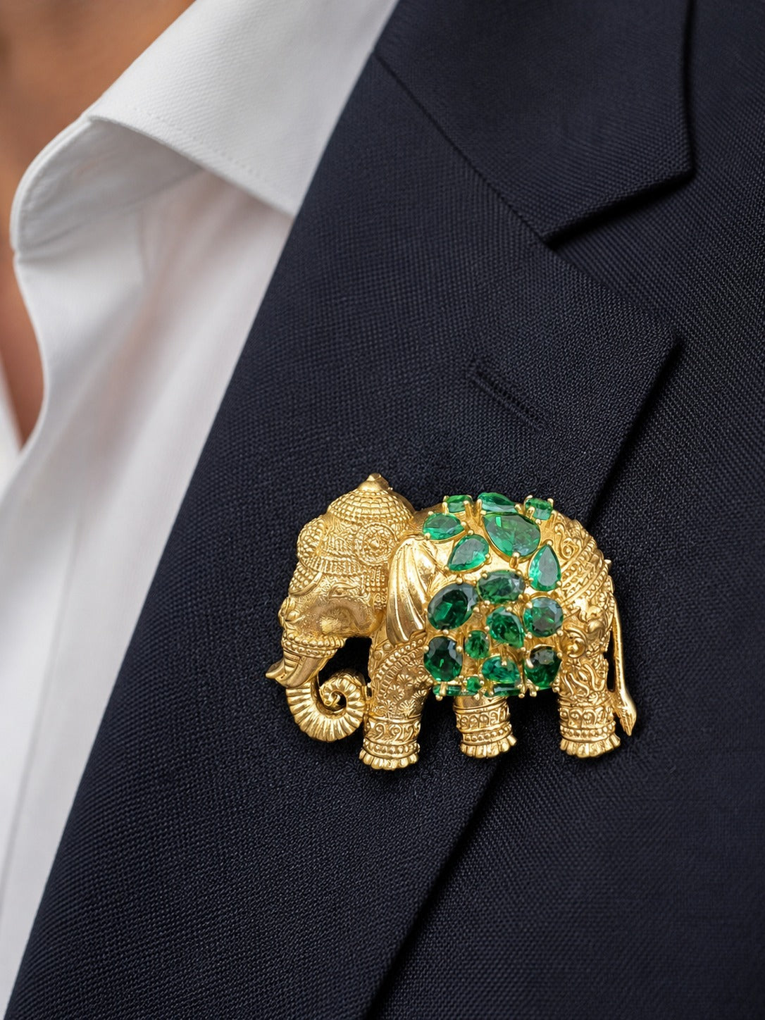 Gajraj Emerald Brooch