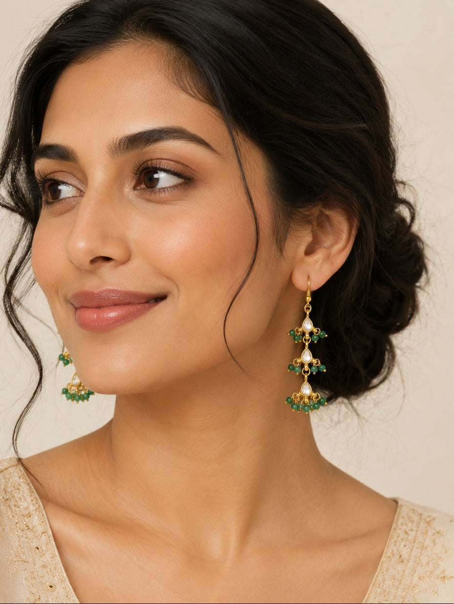 Giya Earrings - Green - QUEENS JEWELS 