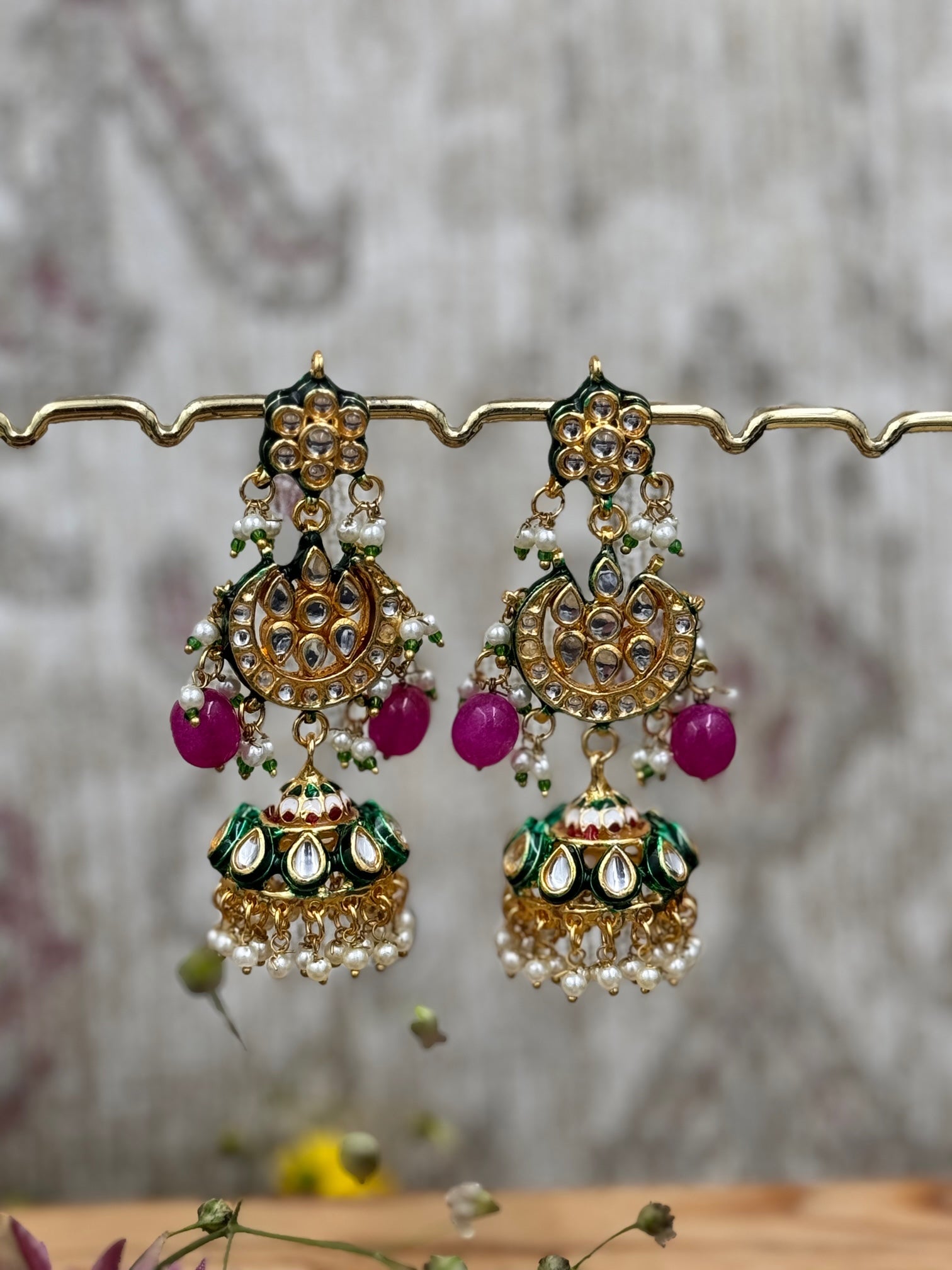 Zara Kundan Jhumka Earrings - QUEENS JEWELS 