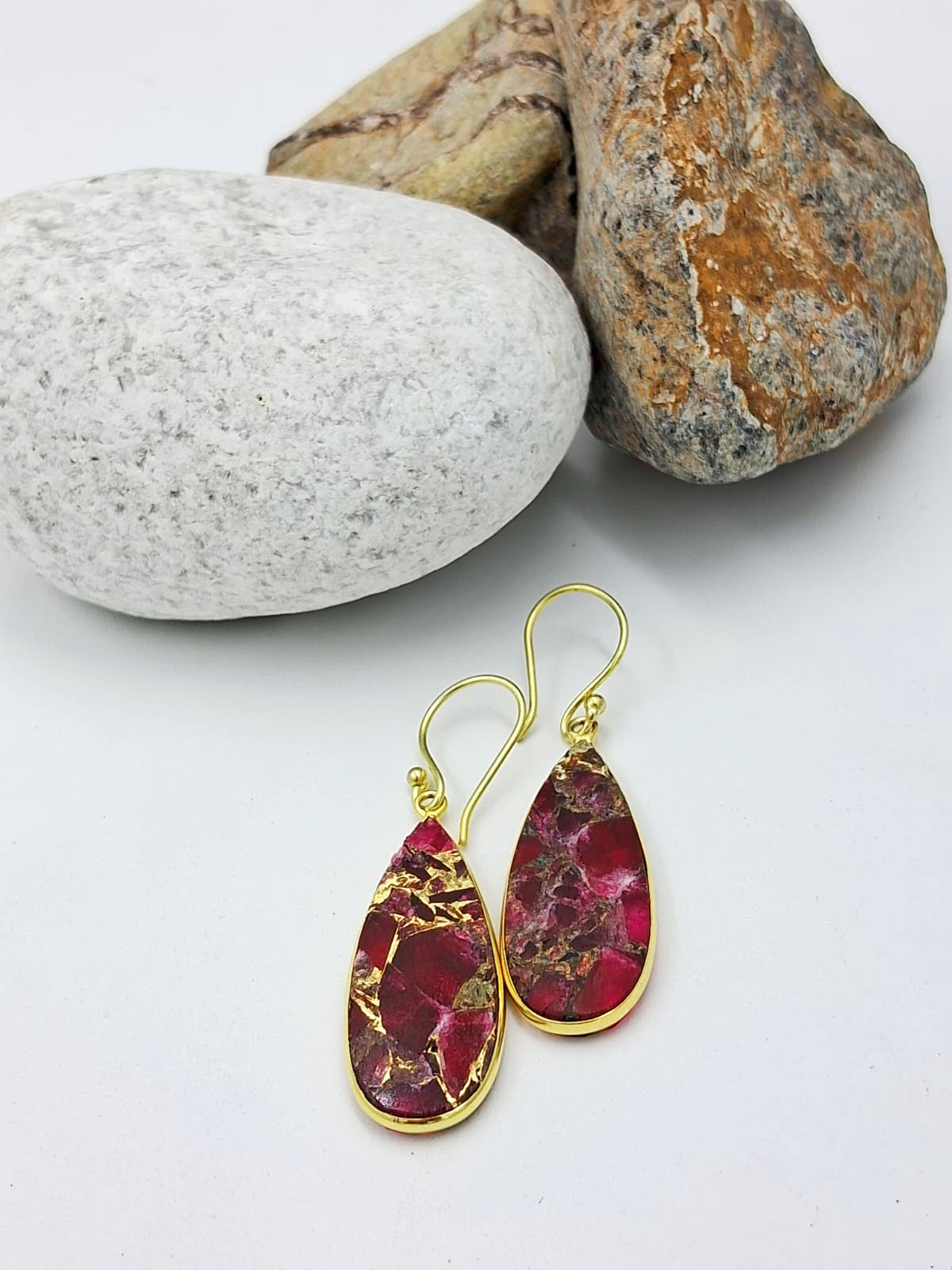 Mohave Rain Drop Semi Precious Dangler Earrings - QUEENS JEWELS