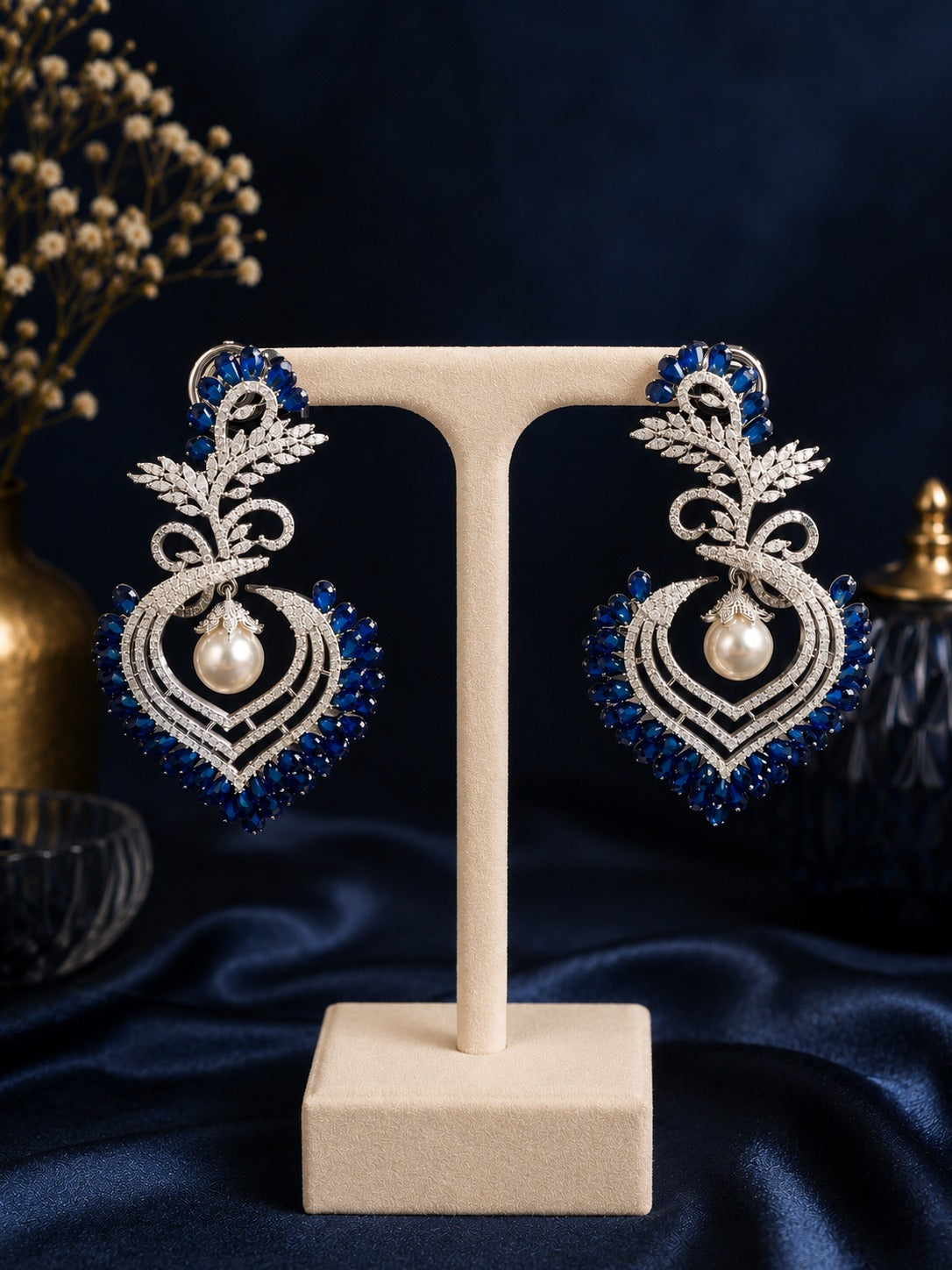 Blue Blossom Pearl Earrings