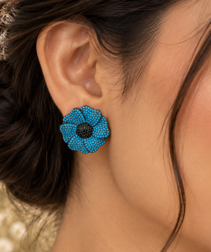 Blue Floral Studs Earring