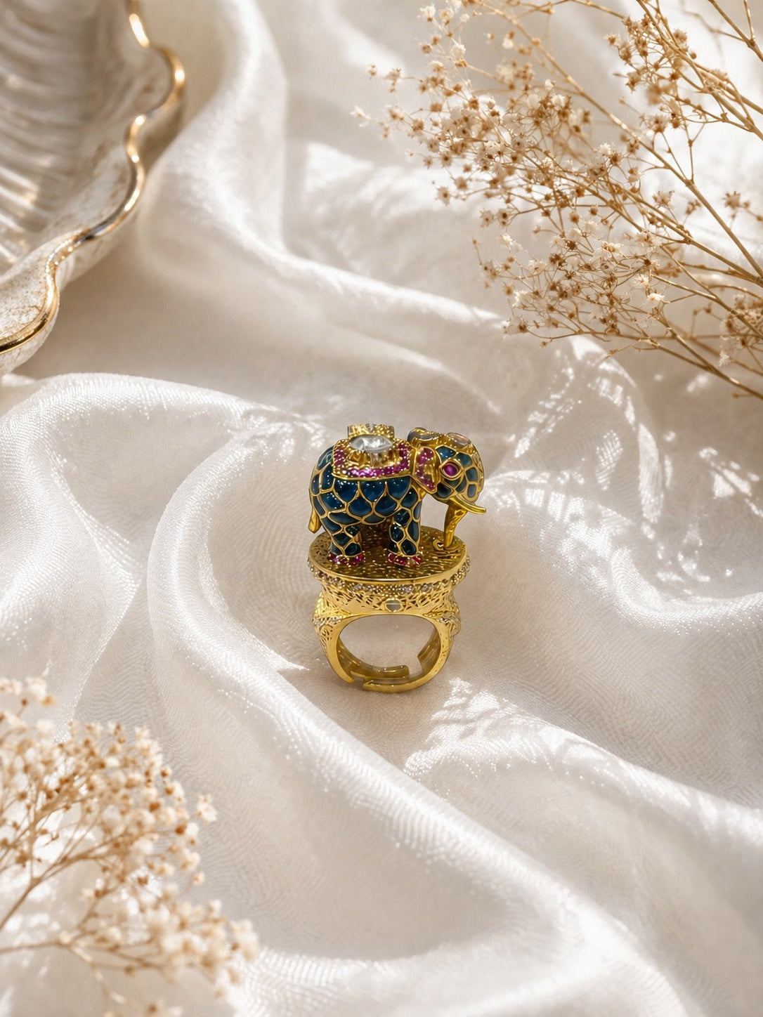 Blue kundan ring