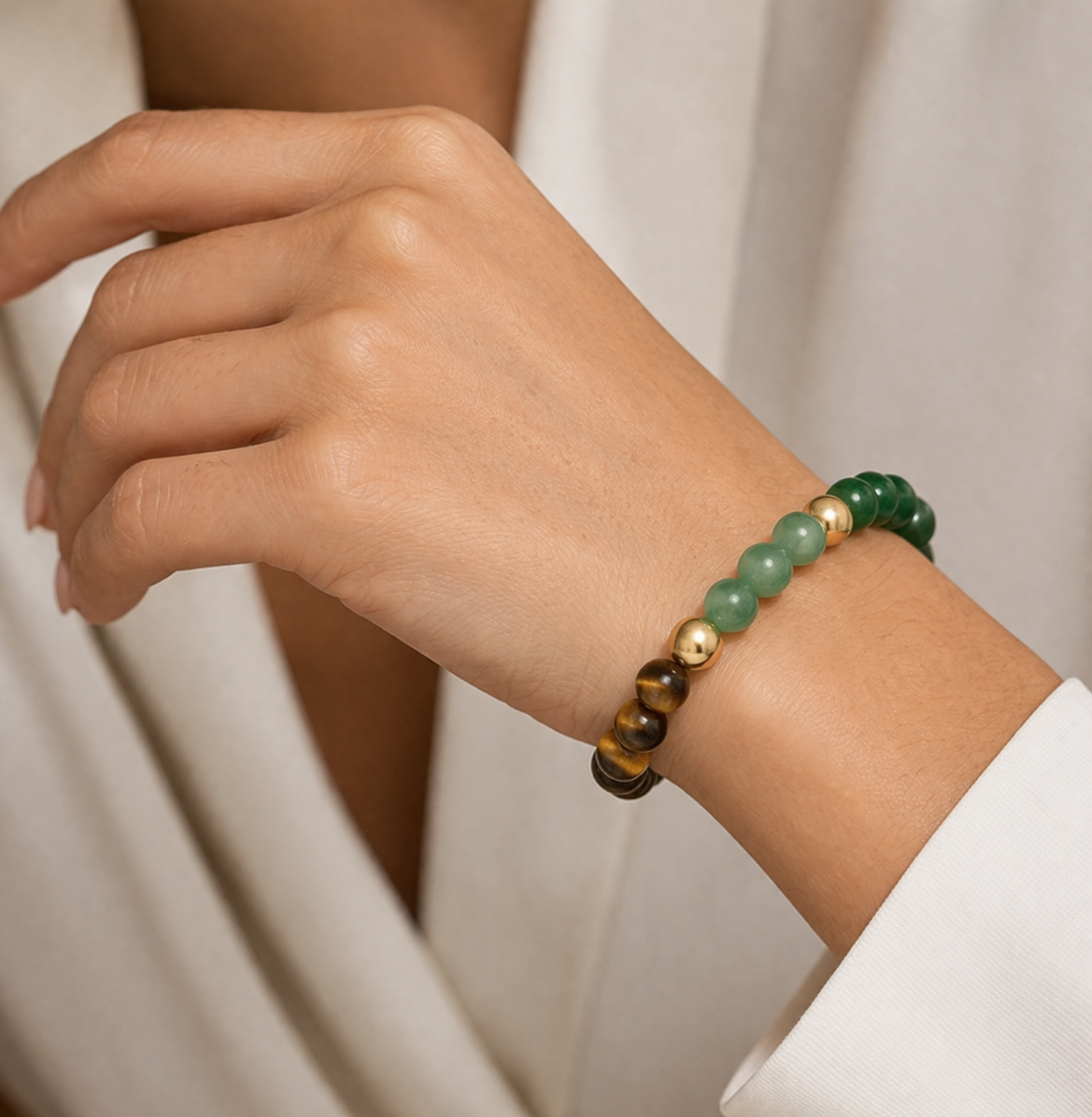 Natural Raw Dhan Yog Bracelet (8mm Beads) - QUEENS JEWELS 