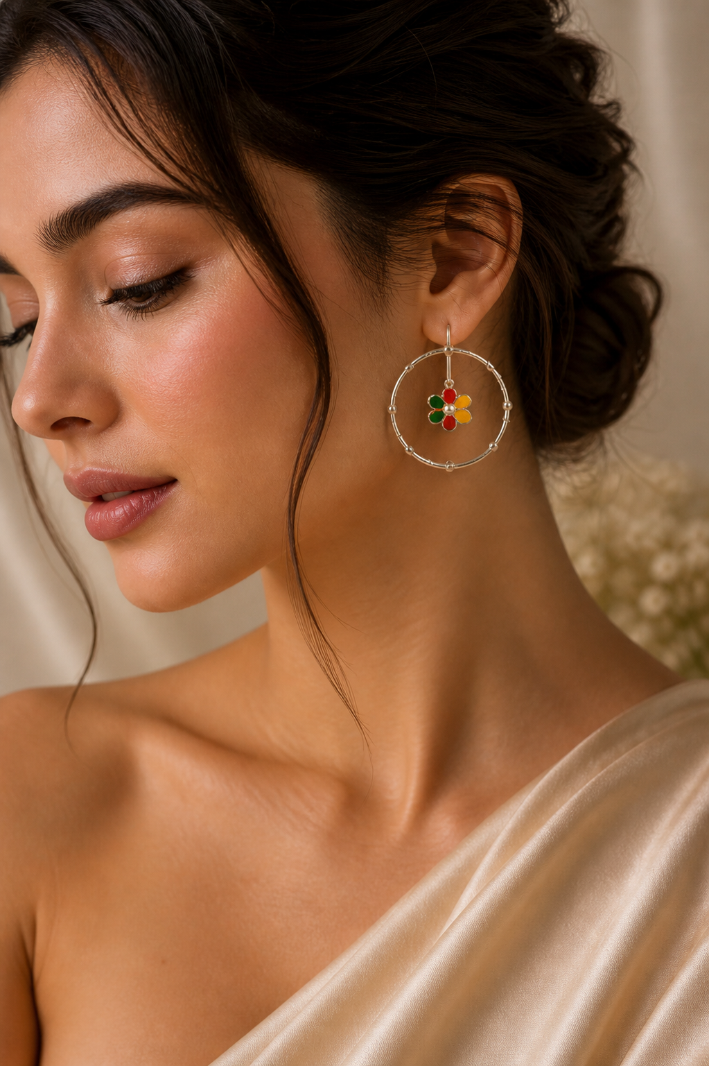 Multicolor Floral Oxidised Earrings - QUEENS JEWELS 