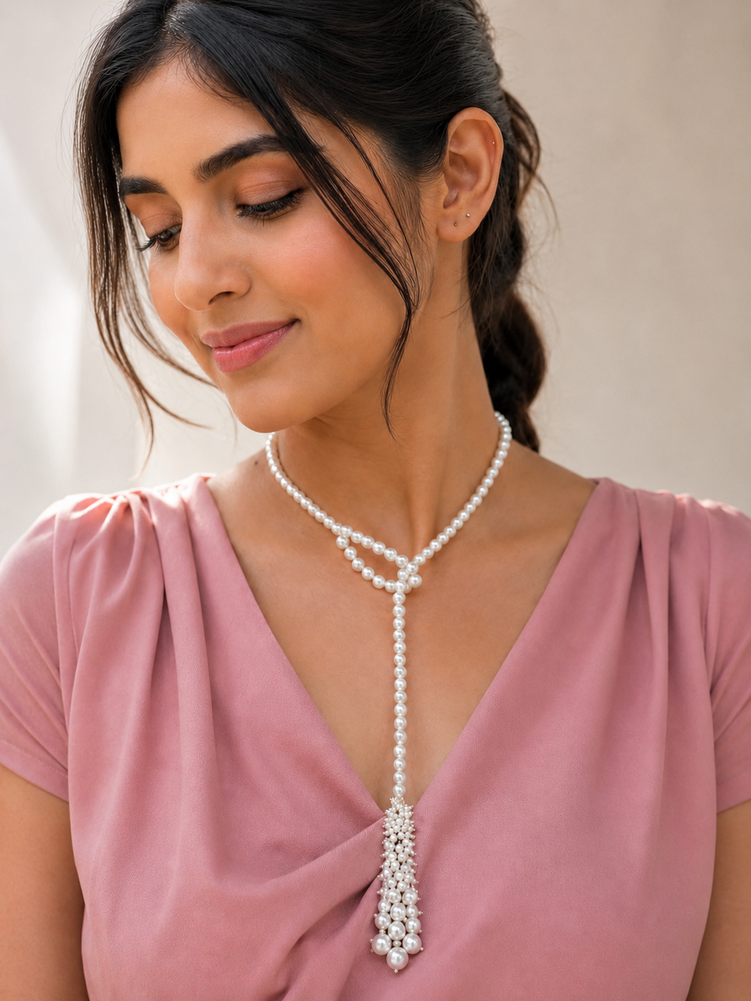 Elegant Pearl Cascade Necklace - QUEENS JEWELS 
