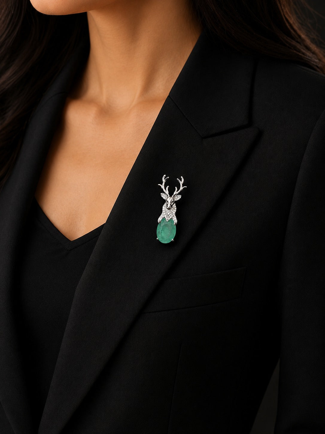 Crystal Stag Brooch
