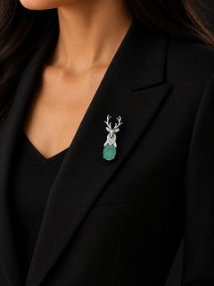 Crystal Stag Brooch - QUEENS JEWELS