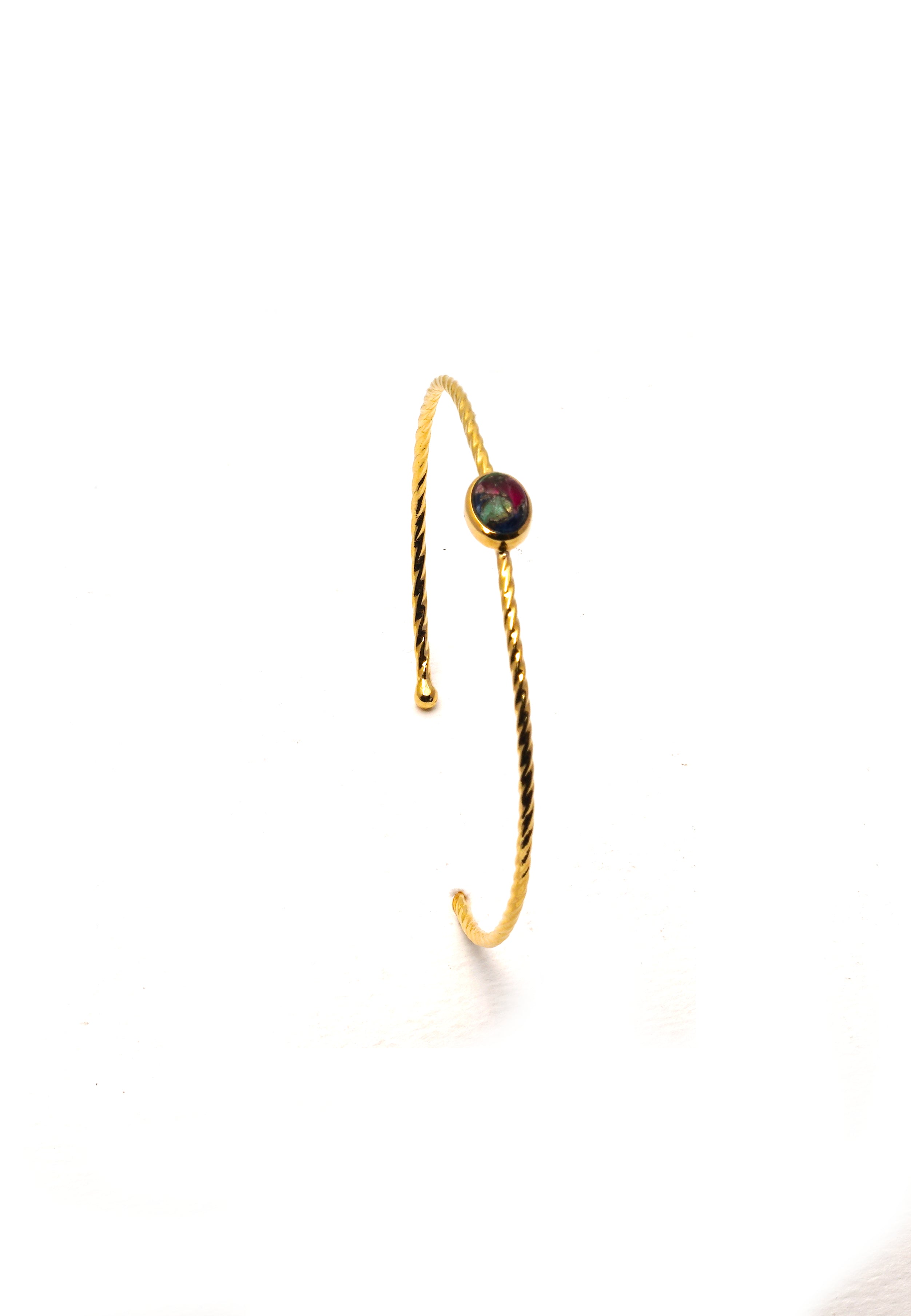 Gold Plated Single Stone Semi Precious Adjustable Bracelet