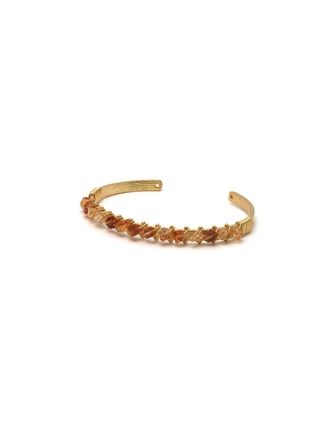 Gold Plated  Semi Precious Stone Cuff Bracelet 