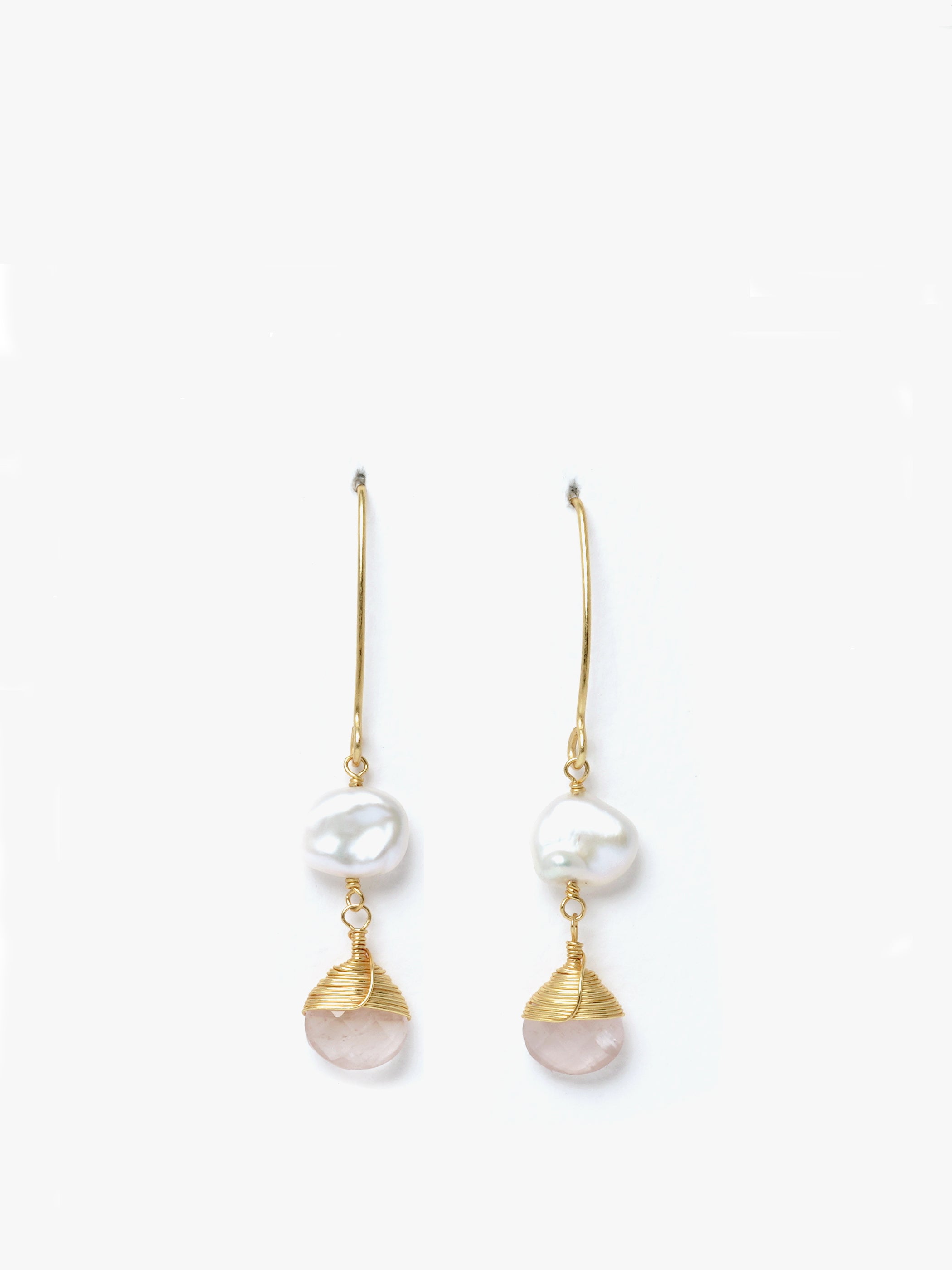 Pearl & gemstone drop dangler earrings