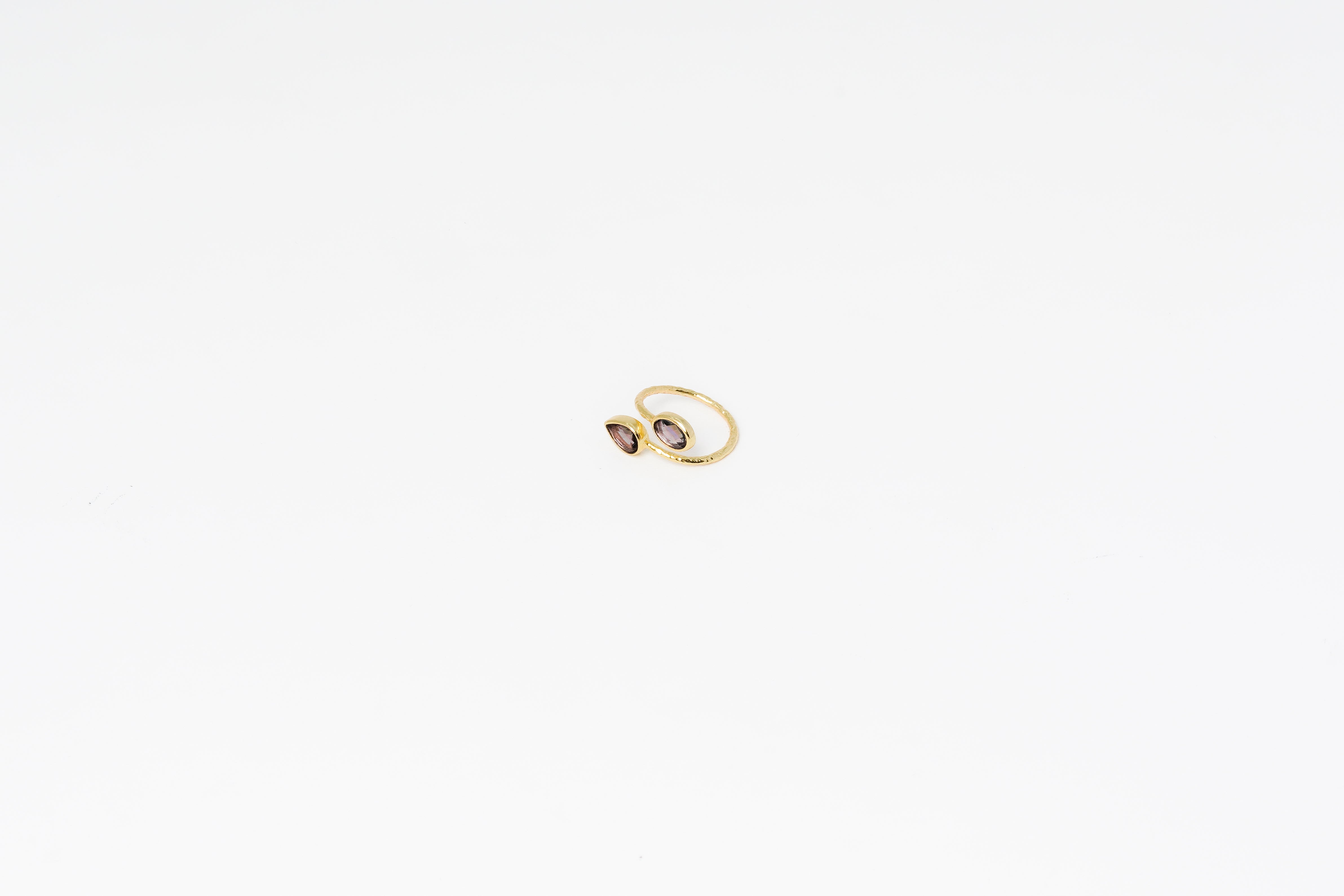 Gold Plated Serpent Look Alike Dual Stone Semiprecious Stone Adjustable Ring Bracelet