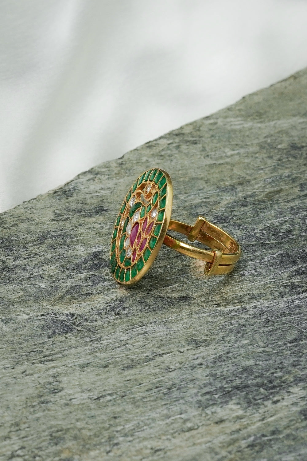Gold Plated Peacock Adjustable Ring - QUEENS JEWELS