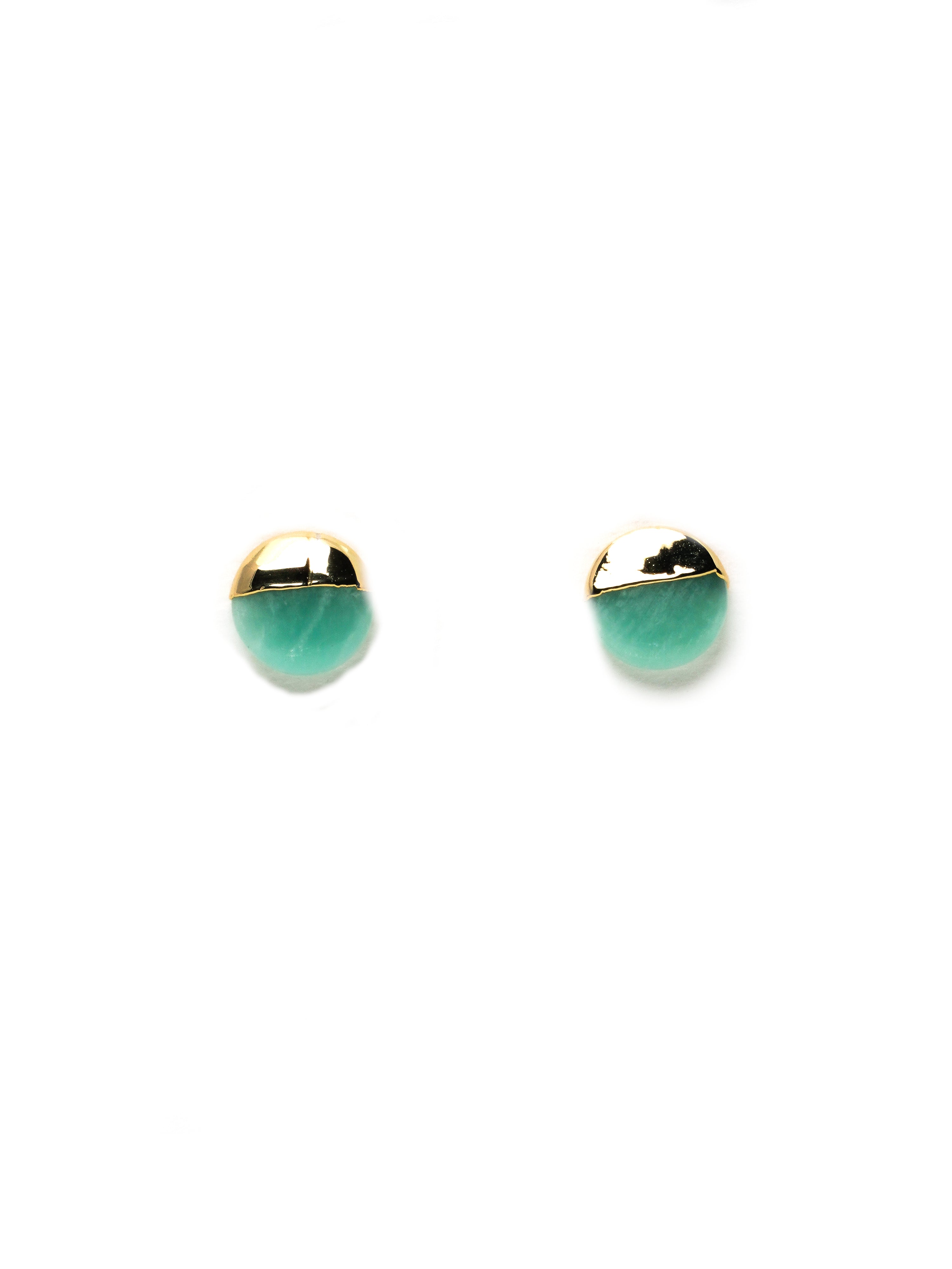 Gold Plated Rough Aventurine Small Stud Earrings   