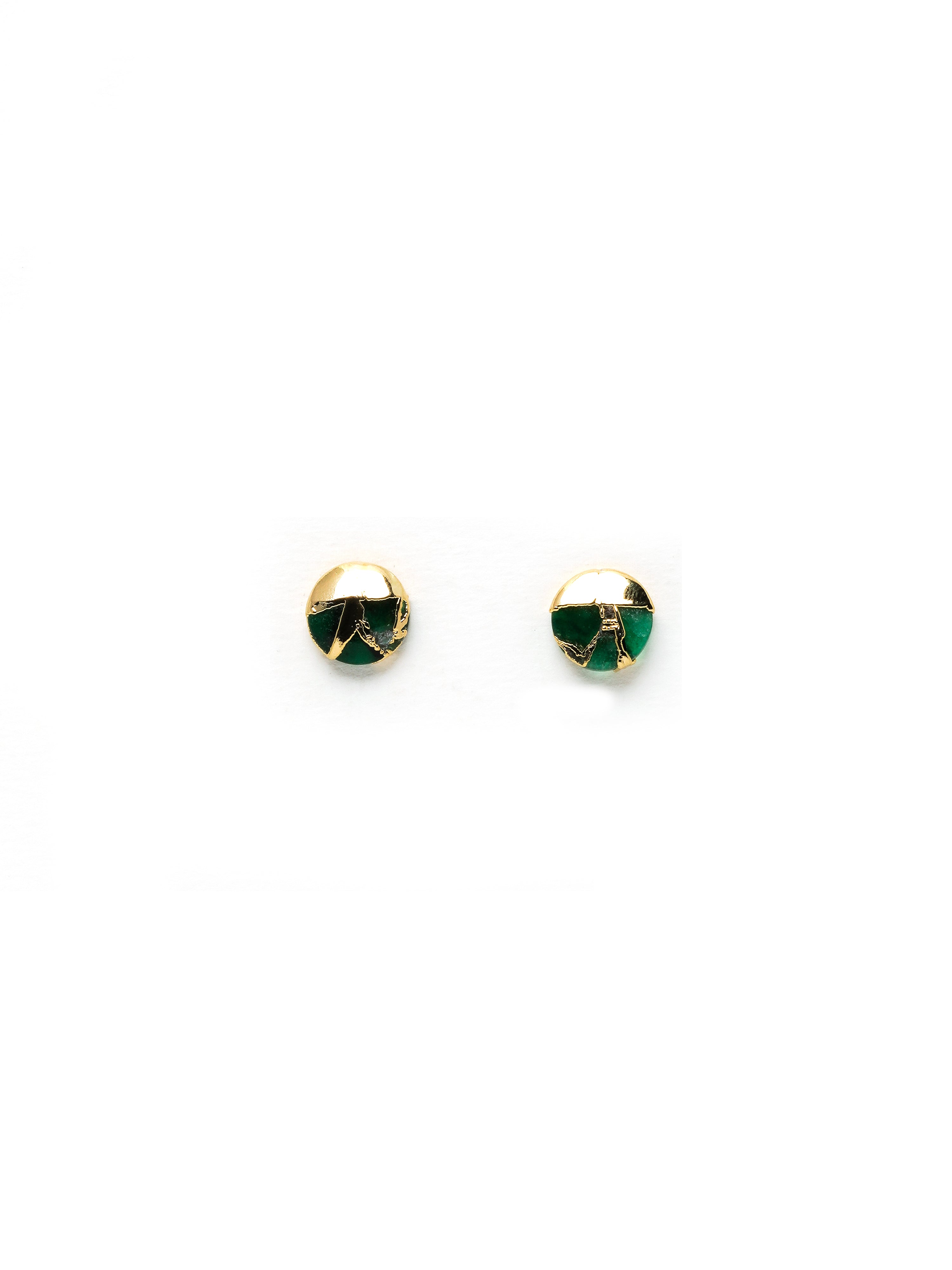 Gold Plated Emerald Small Stud Earrings