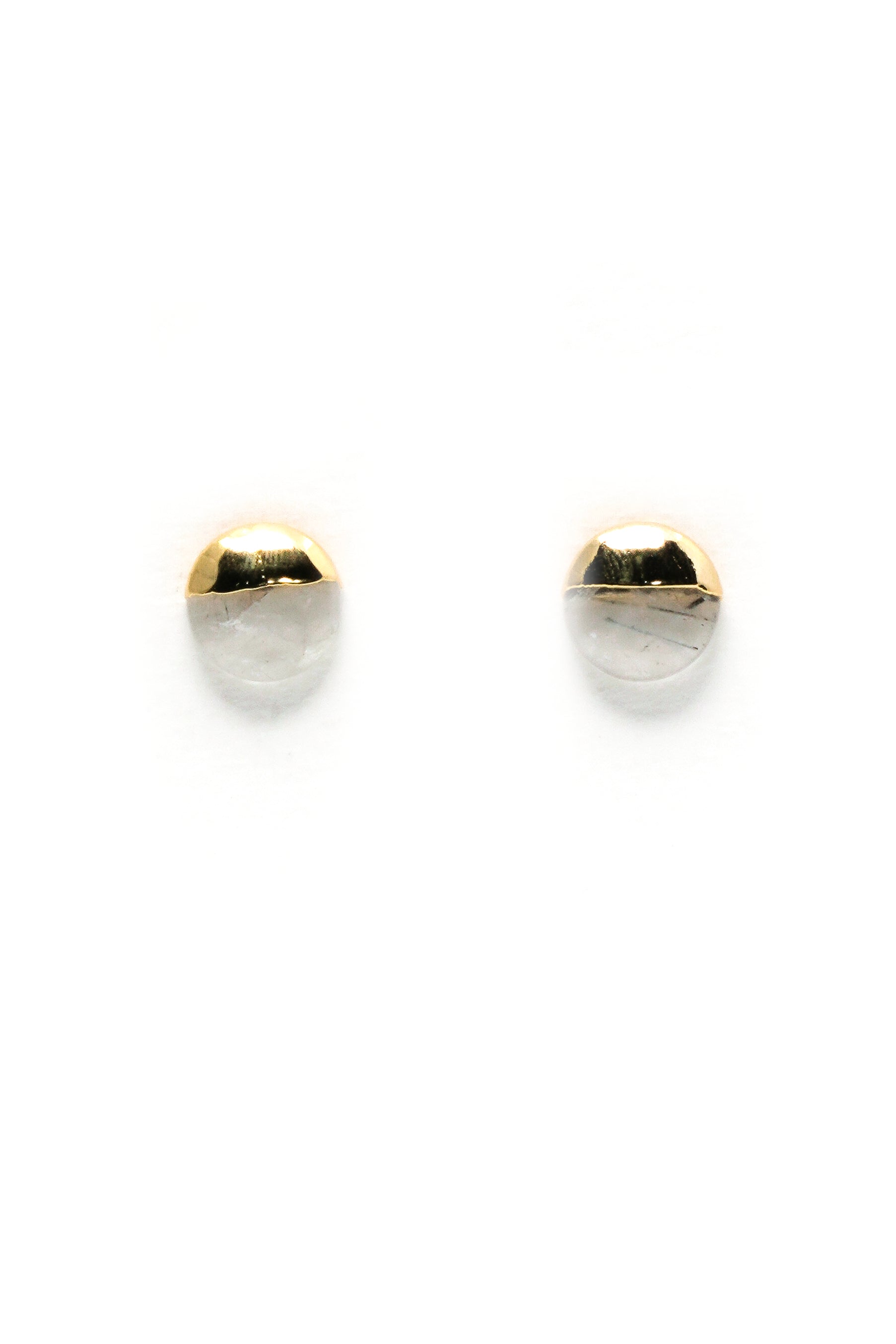 Gold Plated White Rough Crystal Stud Earrings  