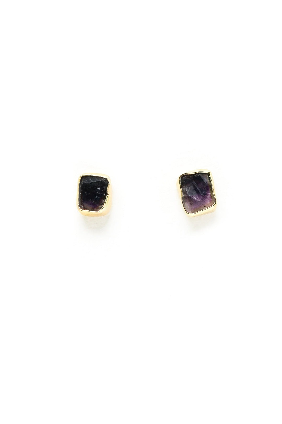 Gold Plated Amethyst Small Stud Earrings 
