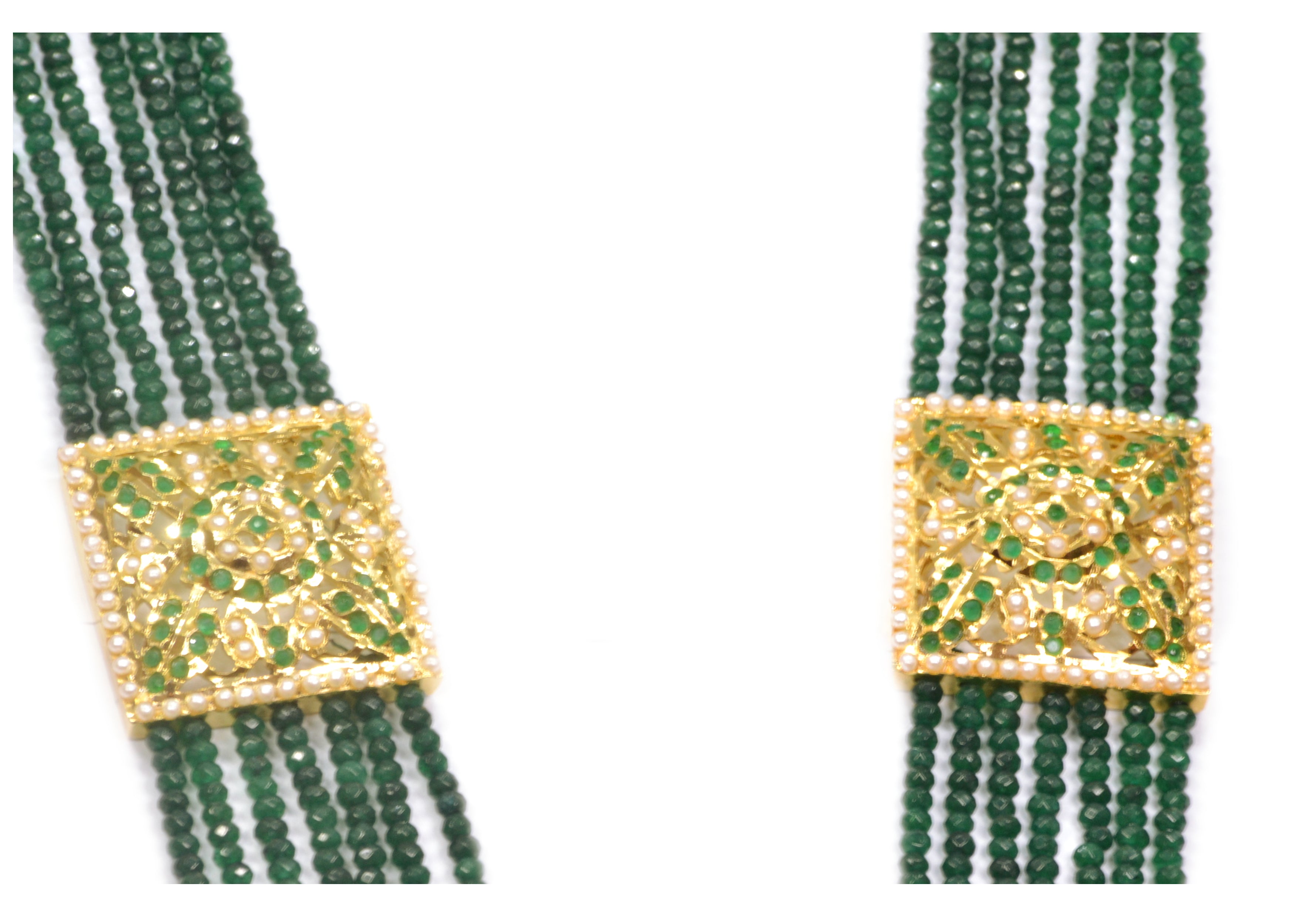 Emerald green multi-string mani long necklace