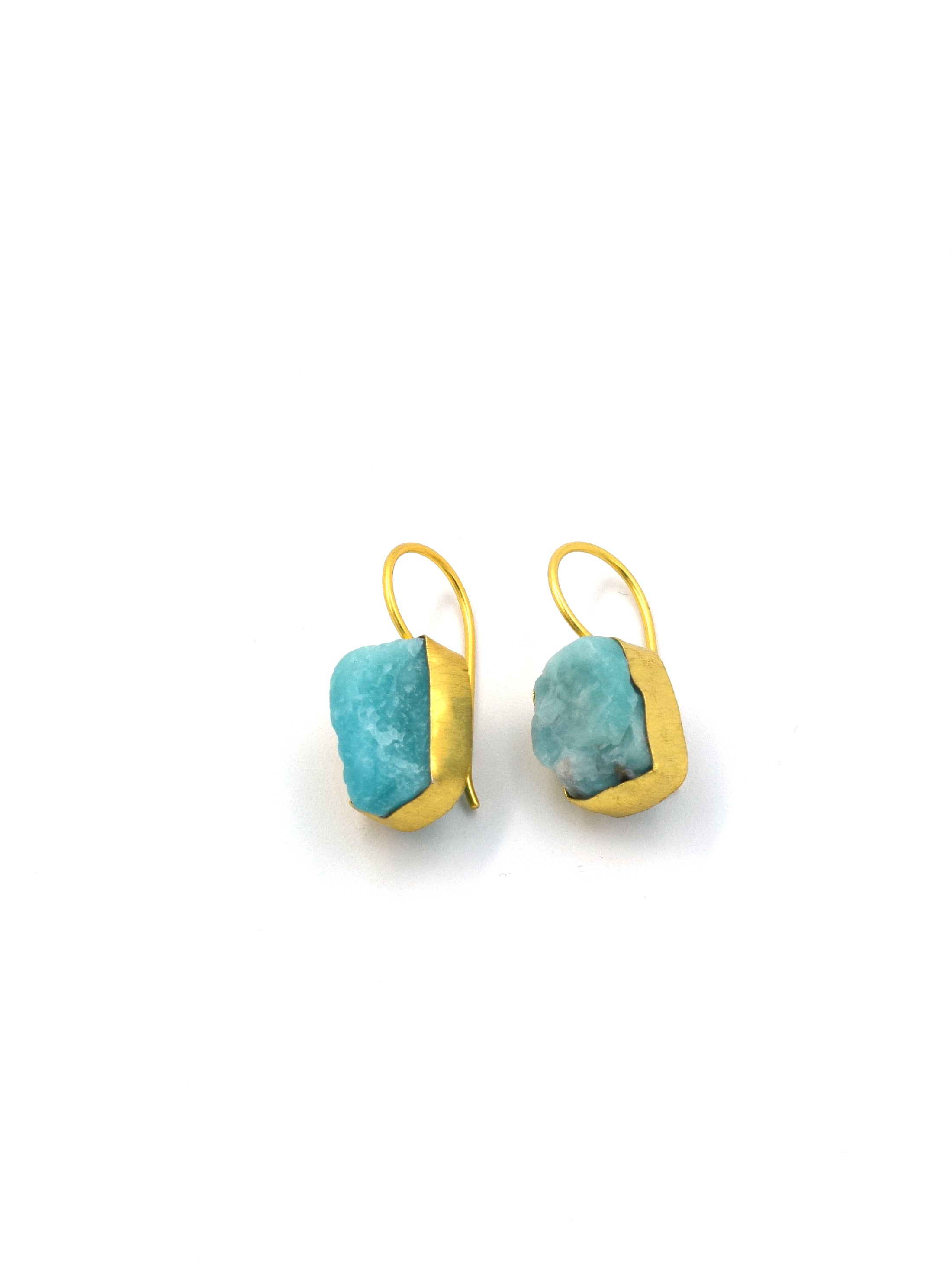 Small single semi precious stone drop earrings