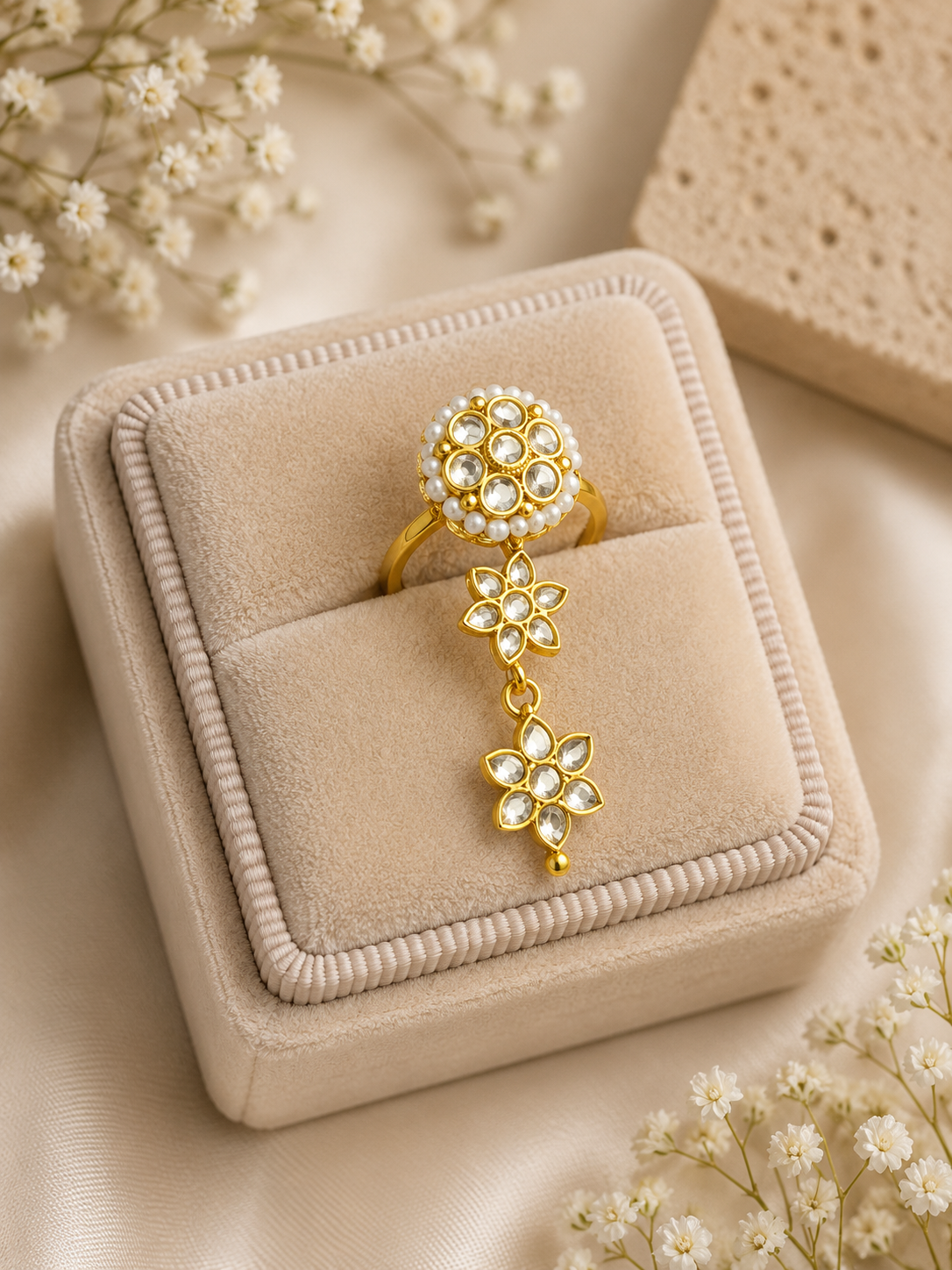 Drop Kundan Ring