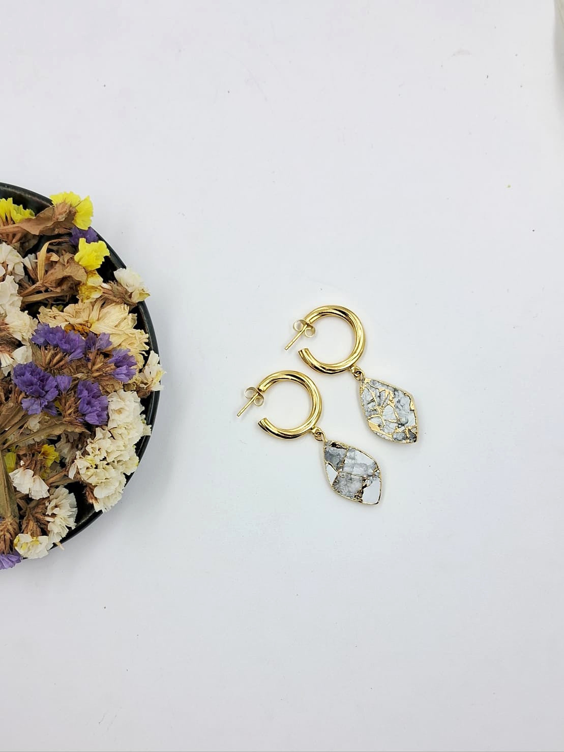 Mohave Leaflet Semi Precious Dangler Earrings - QUEENS JEWELS