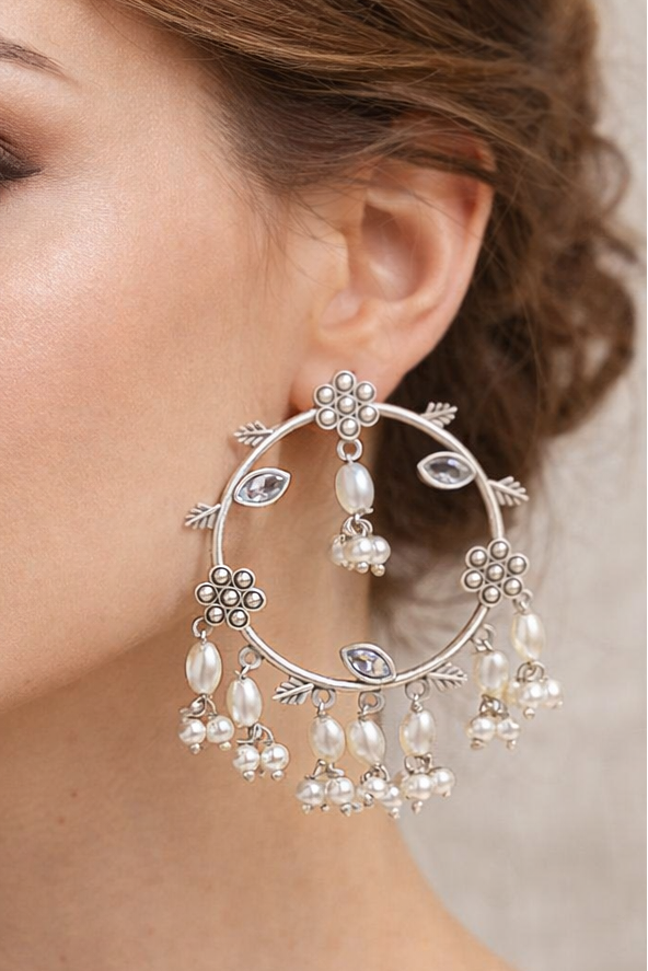 Noor Neutral  Chandbali Earrings - QUEENS JEWELS 